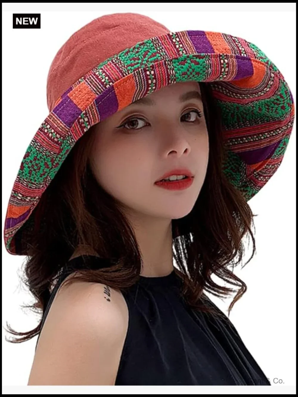 Wide Brim Sun Hat with Chin Strap UPF 50+ Packable